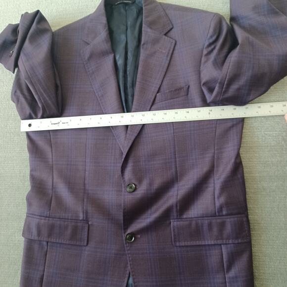 Ted Baker Endurance Jay SPJ Sport Coat Jacket Blazer Mens 40R Purple Plaid Wool - Picture 5 of 9